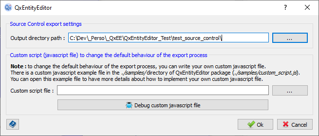 Source Control export plugin settings